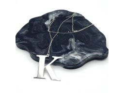 Naszyjnik srebrny rodowany - litera K