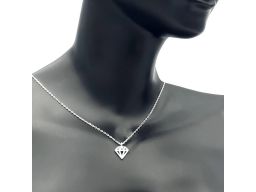Naszyjnik srebrny rodowany - diament